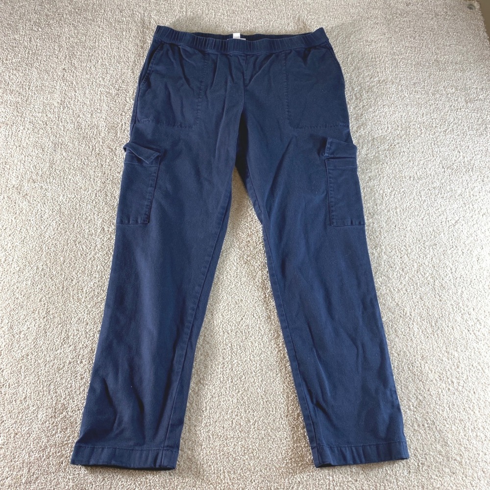 J. Jill Cargo Pants Mens Small Navy Blue Stretch Modal Blend Straight Leg